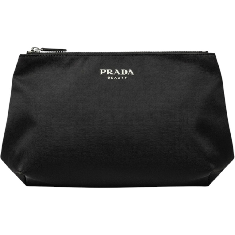 Prada Beauty Black Nylon Cosmetic Makeup Bag Zipper Pouch Luxury Travel Case